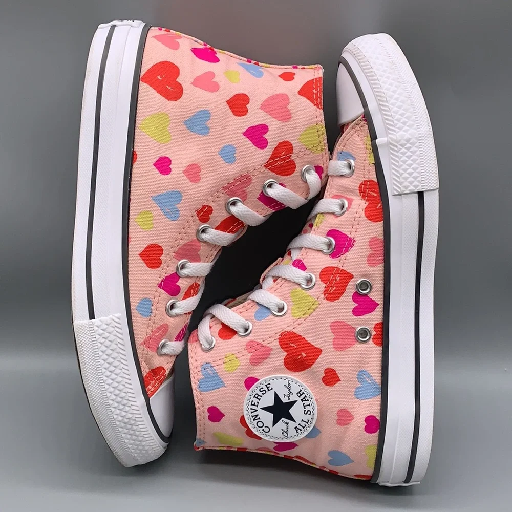 Converse Kids Sneakers - Pink with Multicolor Hearts - Picture 8 of 14